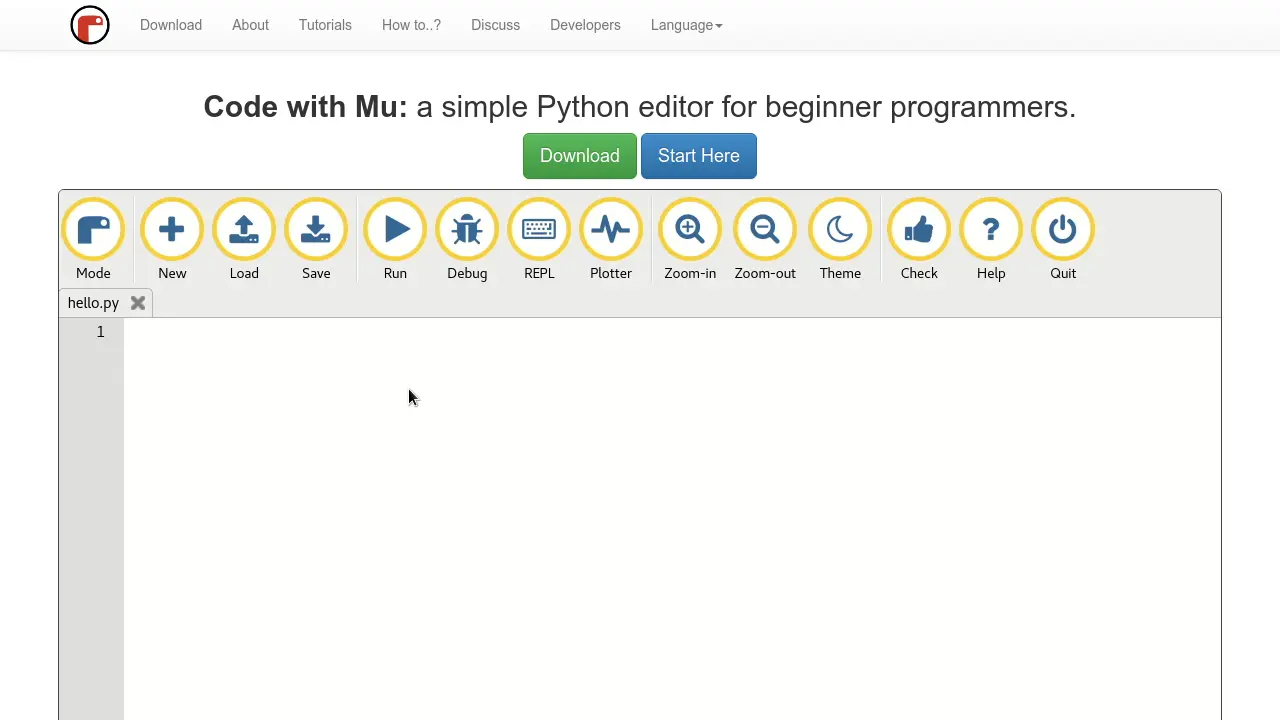Mu - A simple Python editor for beginner programmers