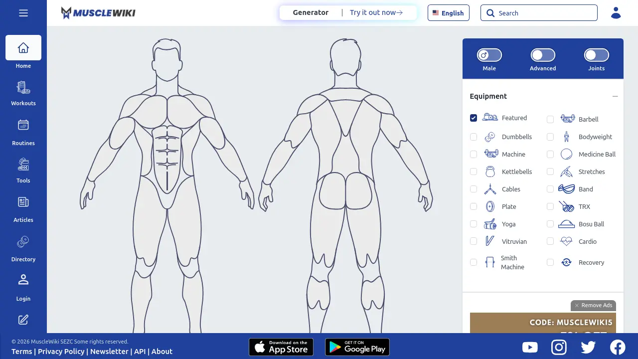 MuscleWiki - Free Exercise Library with Interactive Muscle Map