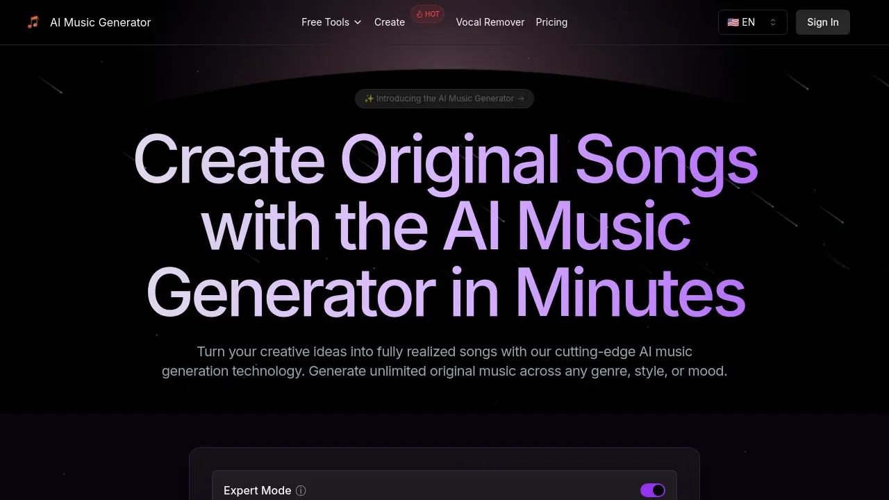 musicgeneratorai.com screenshot