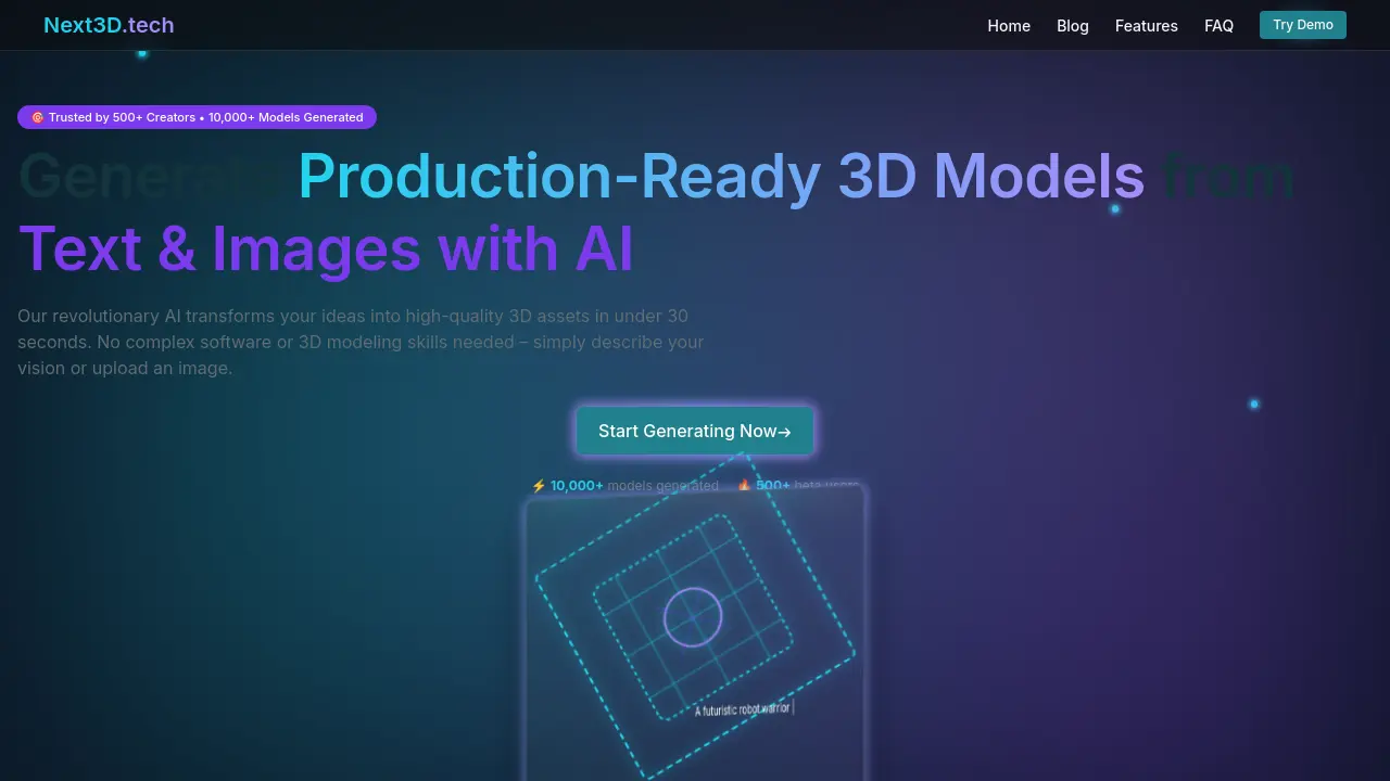 Next3D.tech - Generate Production-Ready 3D Models from Text & Images ...