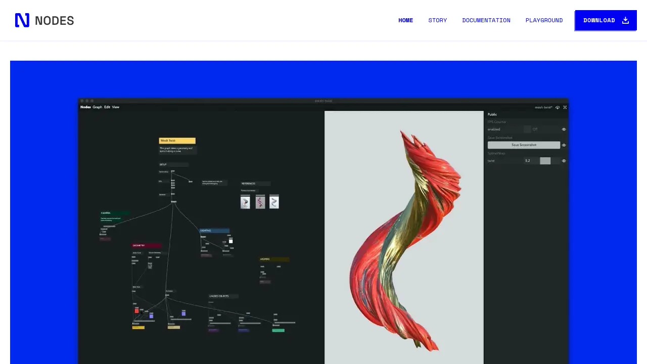 Nodes - Visual programming for creative exploration and rapid prototyping.