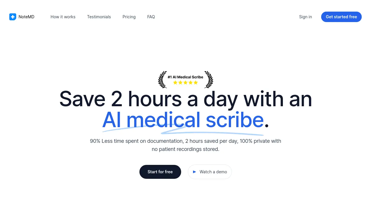NoteMD - AI Medical Scribe Saving Doctors 2 Hours a Day