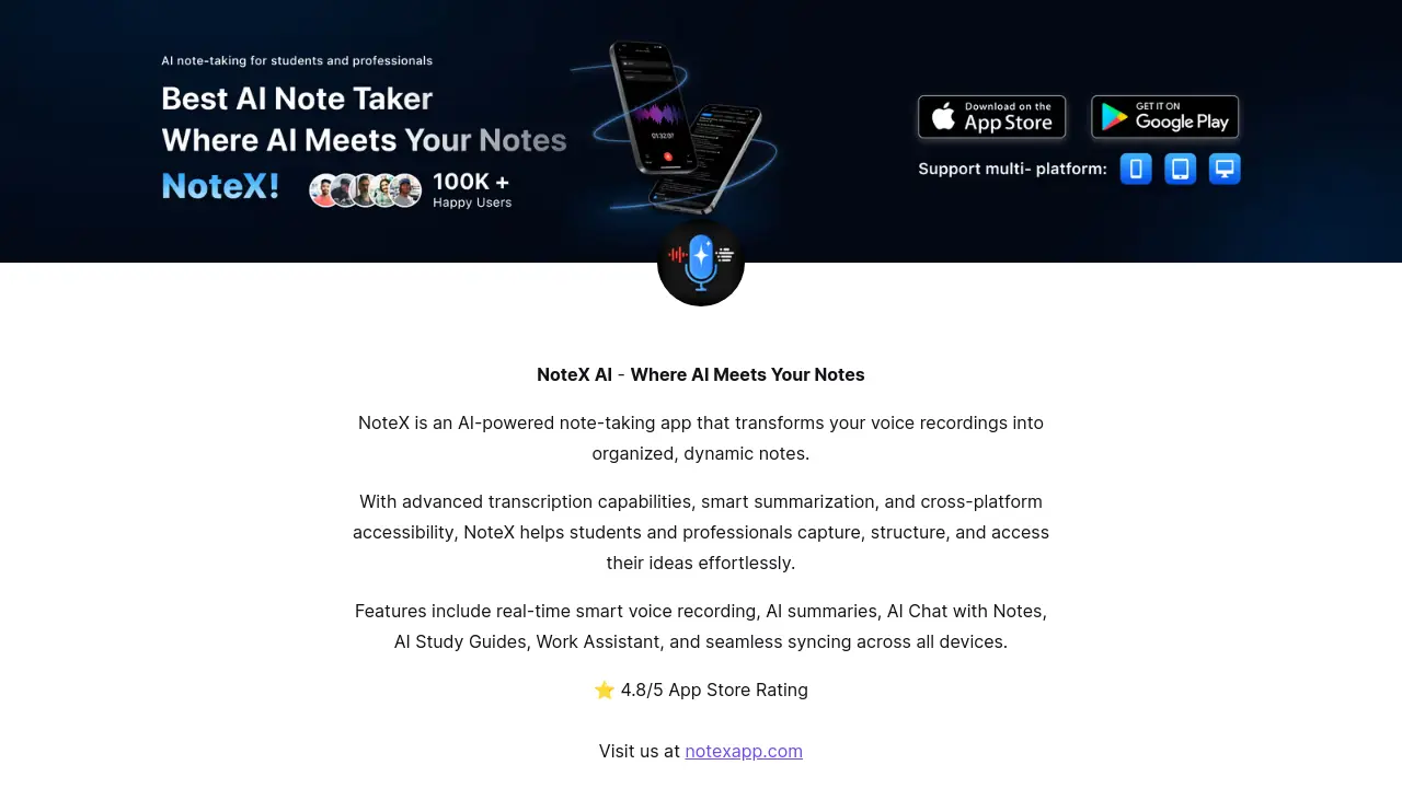NoteX AI - AI-Powered Note-Taking App for Effortless Idea Capture and ...