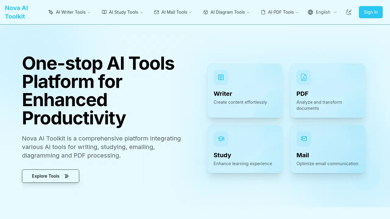Nova AI Toolkit - One-stop AI Tools Platform for Enhanced Productivity