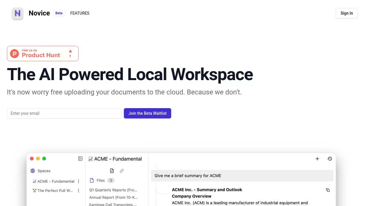 Program The Novice Bot Novice - The AI Powered Local Workspace