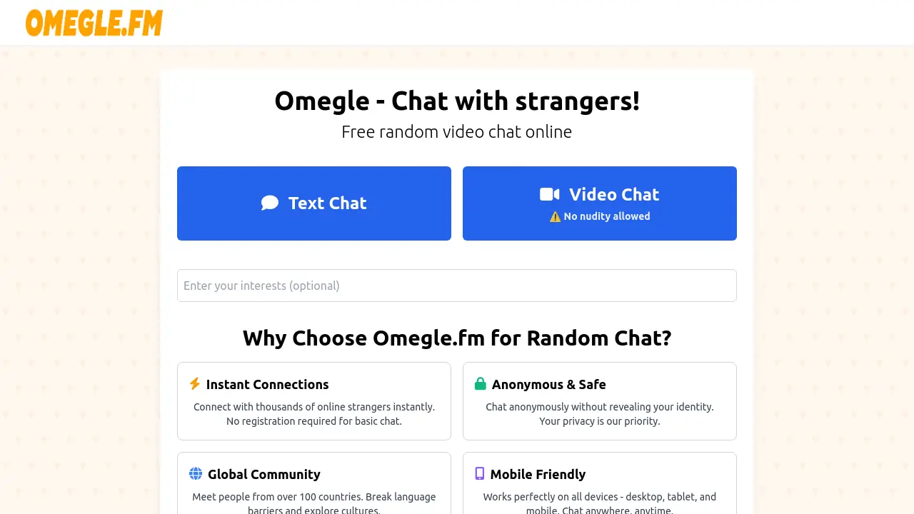 Omegle.fm - Free random video chat online with strangers