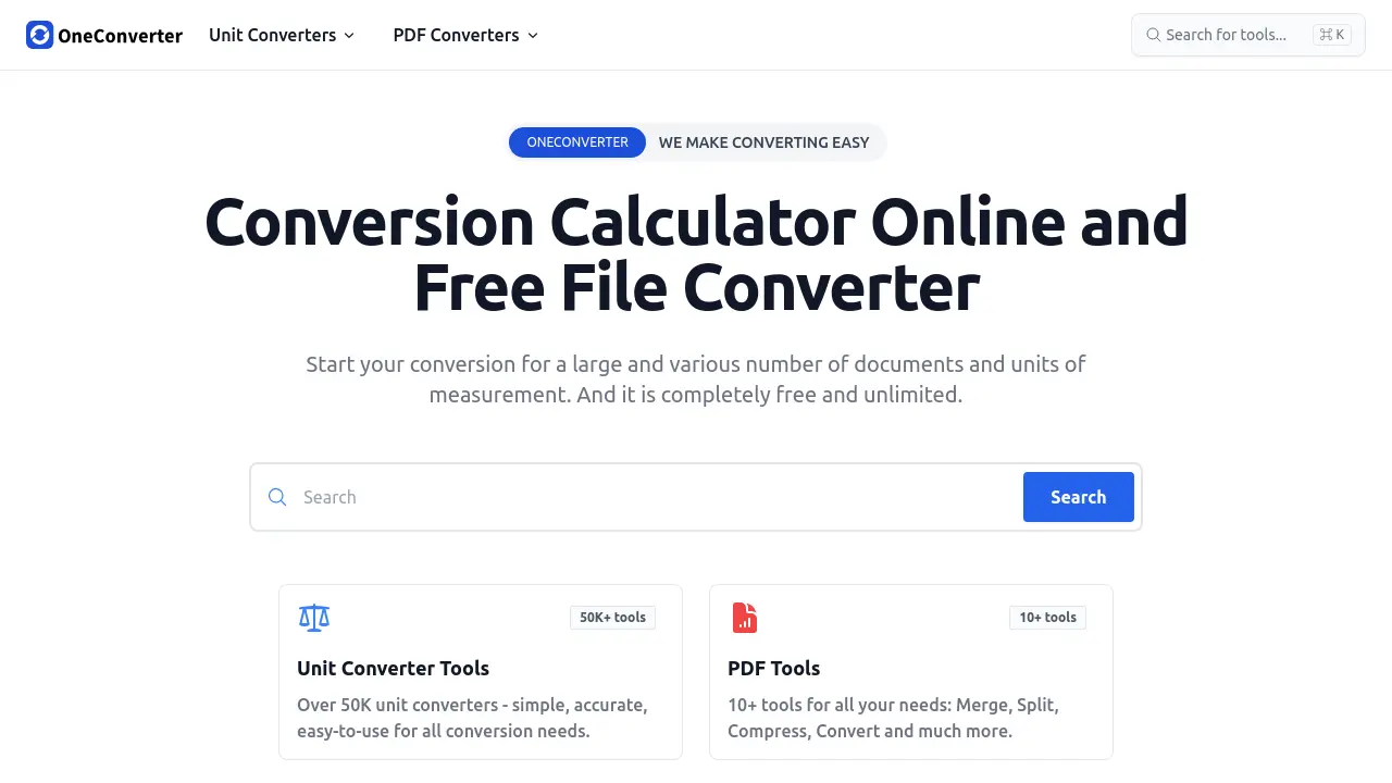 OneConverter - Comprehensive Online Unit and File Conversion Solutions