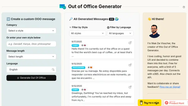 Out of Office Generator