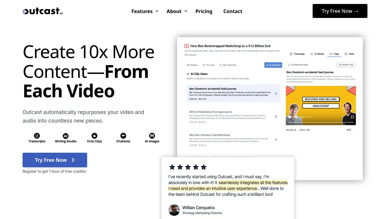 Outcast - Create 10x More Content—From Each Video