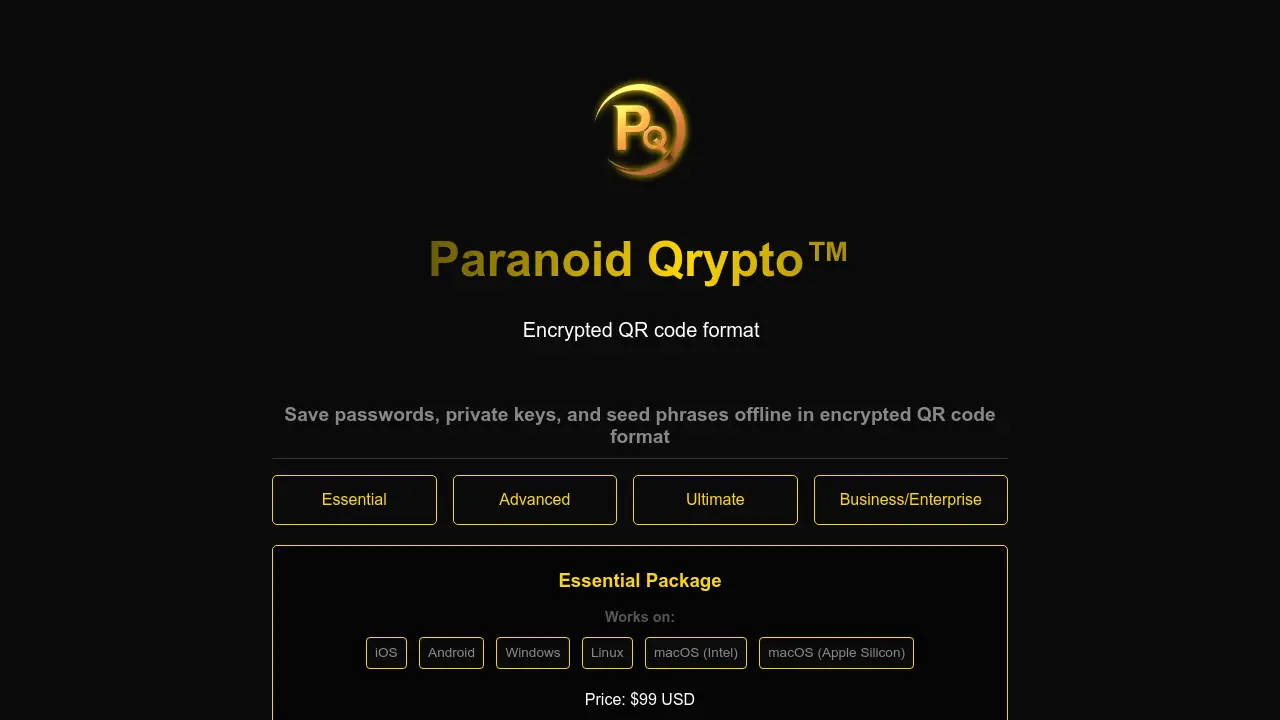 Paranoid Qrypto - Offline Encrypted QR Code Storage for Ultimate Security