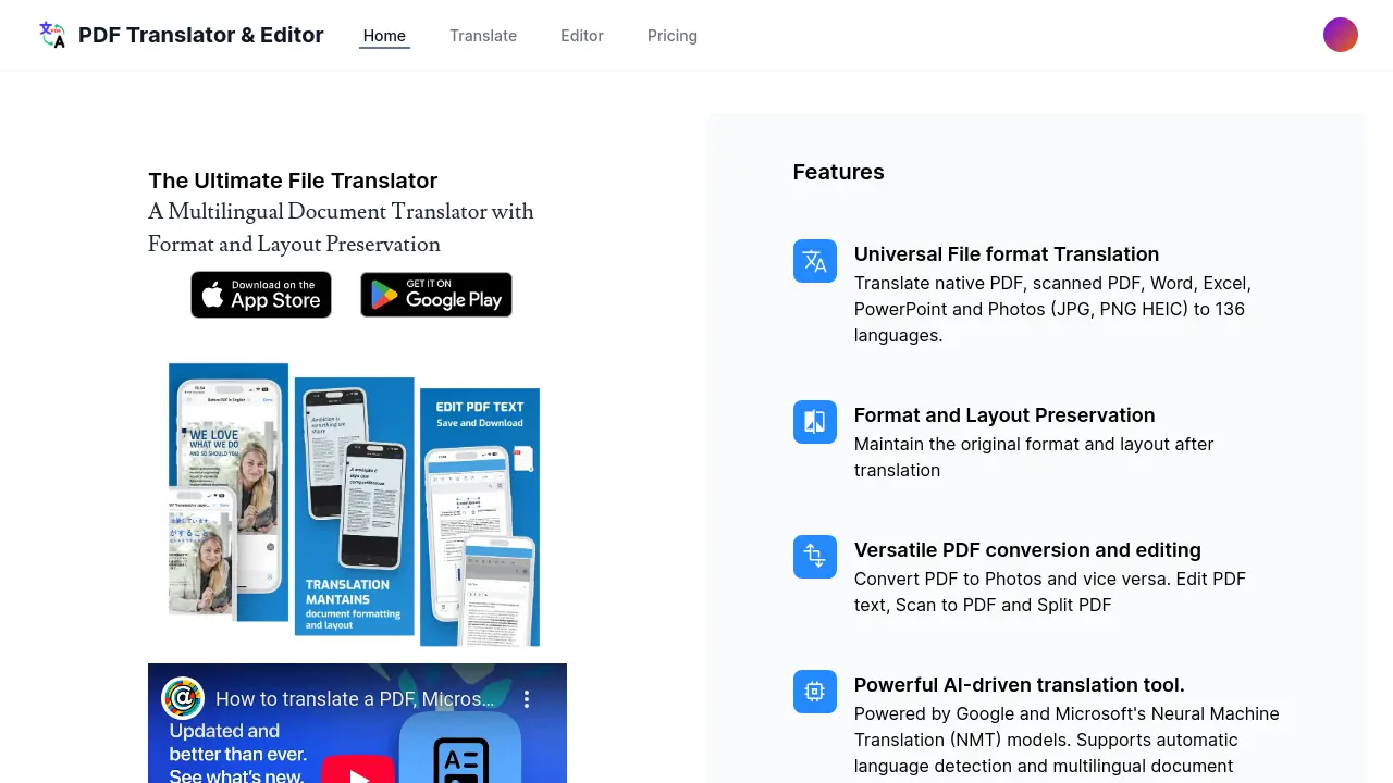 PDF Translator & Editor - The Ultimate File Translator