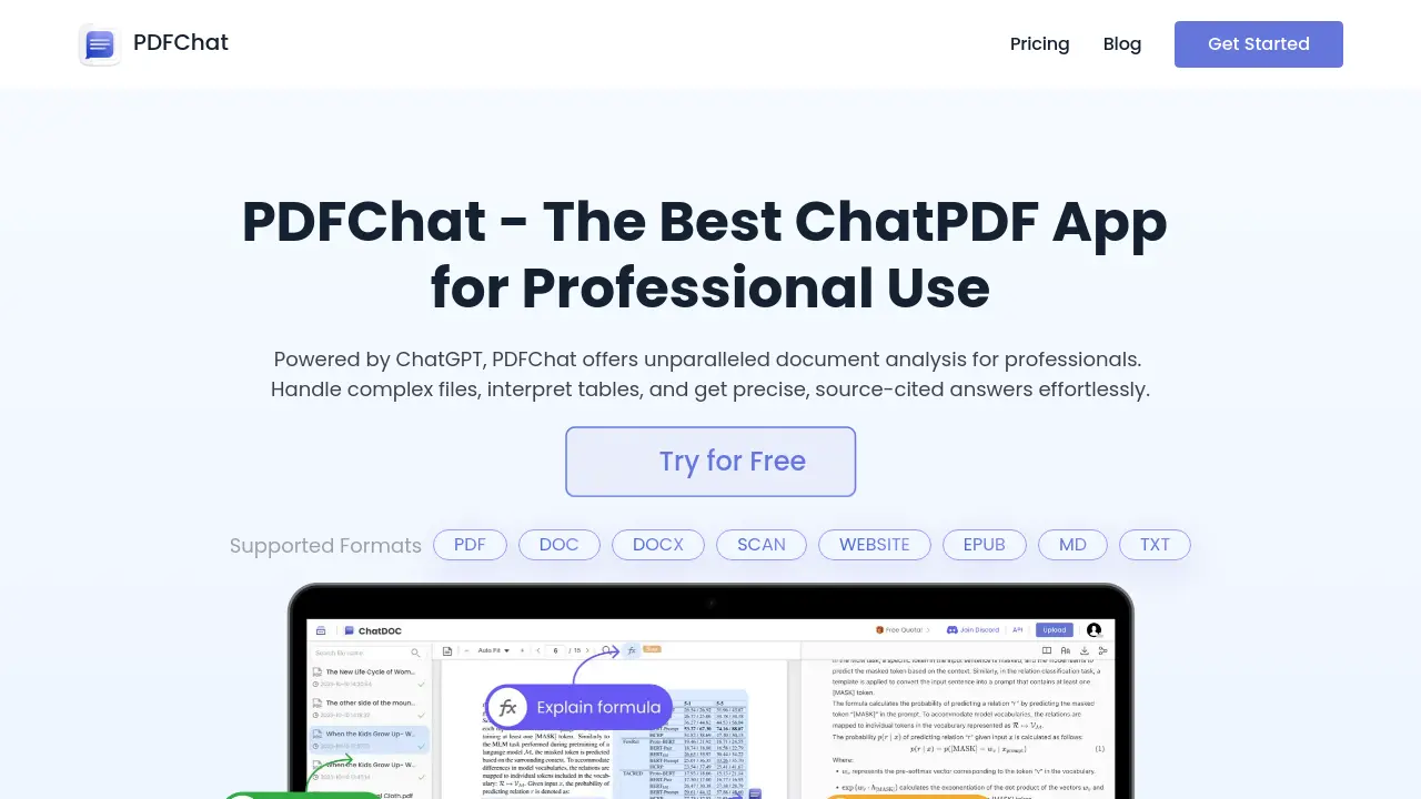 pdfchat.com screenshot