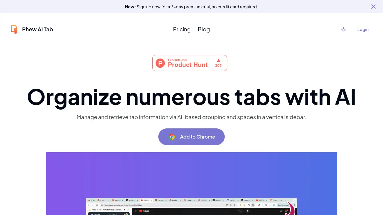 Phew AI Tab - Organize numerous tabs with AI