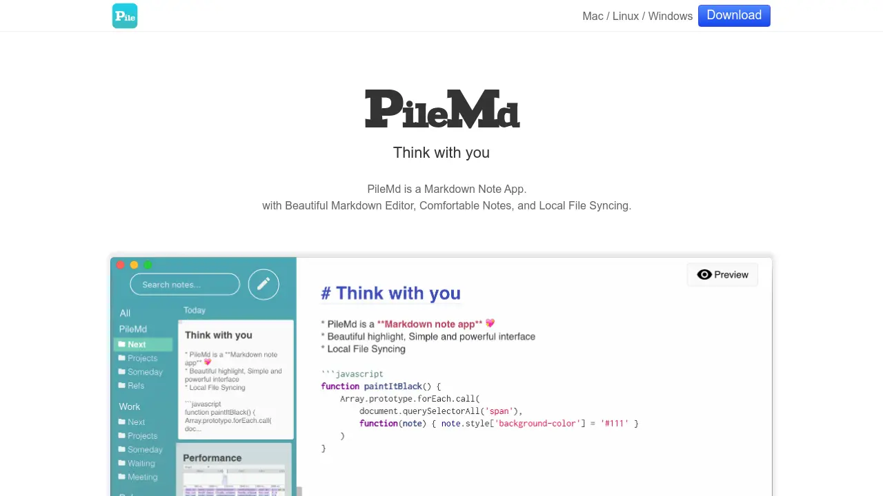 PileMd - Think with you - A beautiful Markdown note app for focused ...