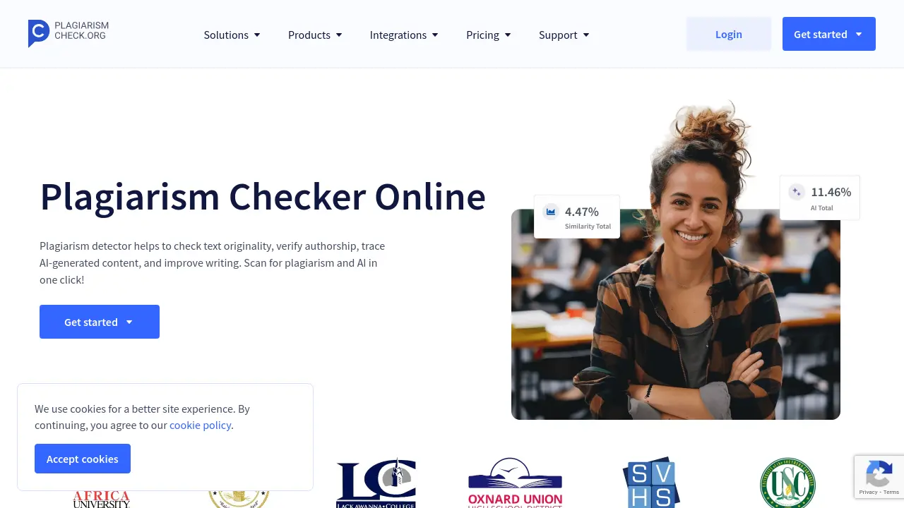 PlagiarismCheck.org screenshot