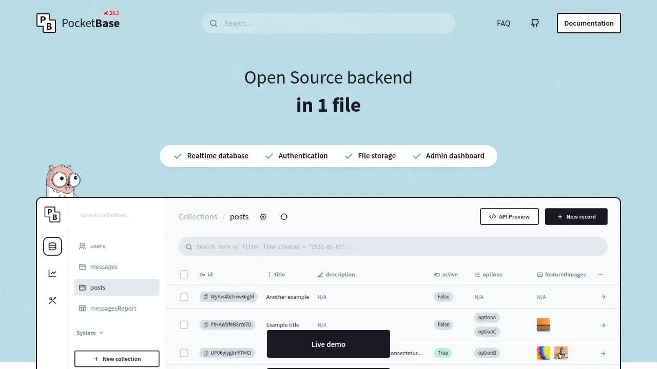 PocketBase - Open Source Realtime Backend in One File