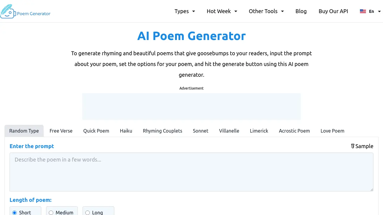 poem-generator.io screenshot