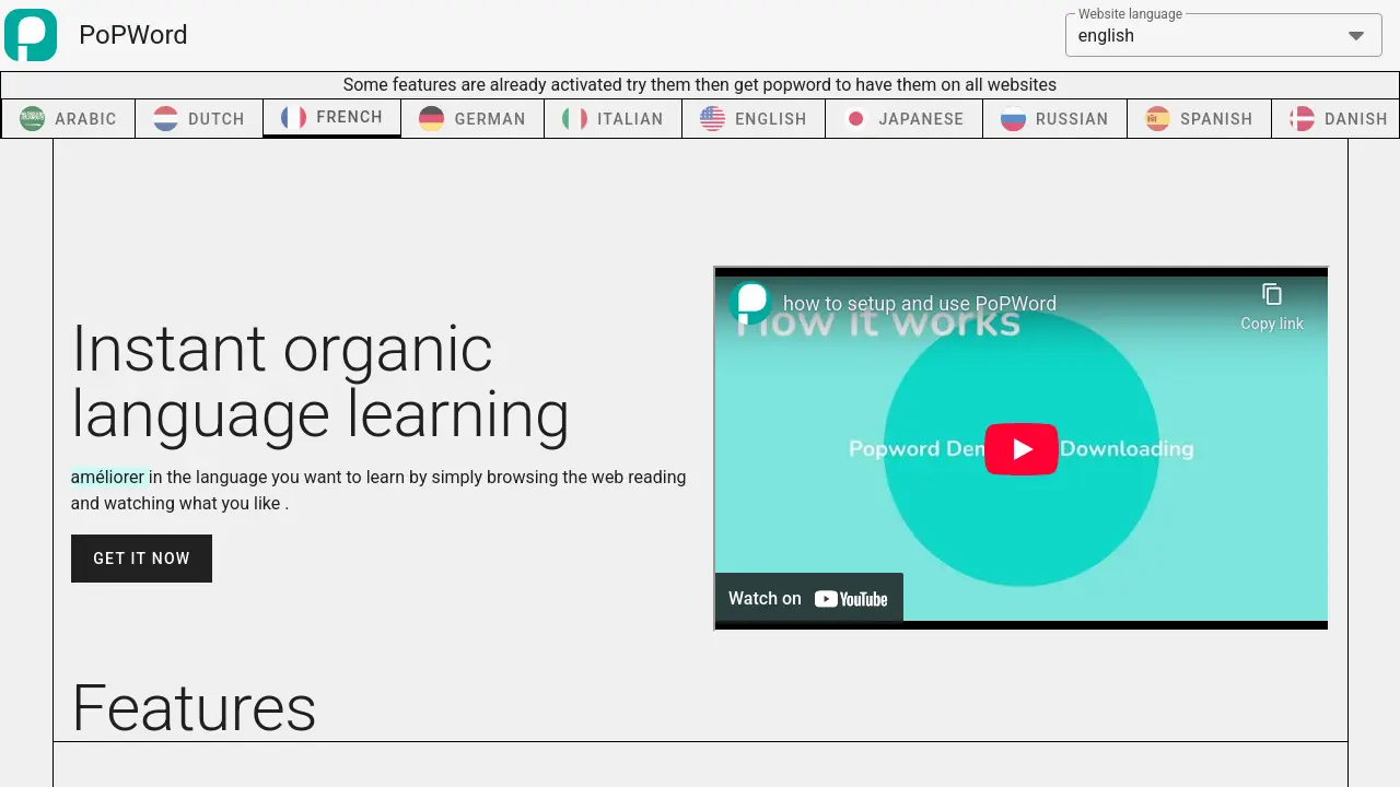 PoPWord - Instant organic language learning through web browsing