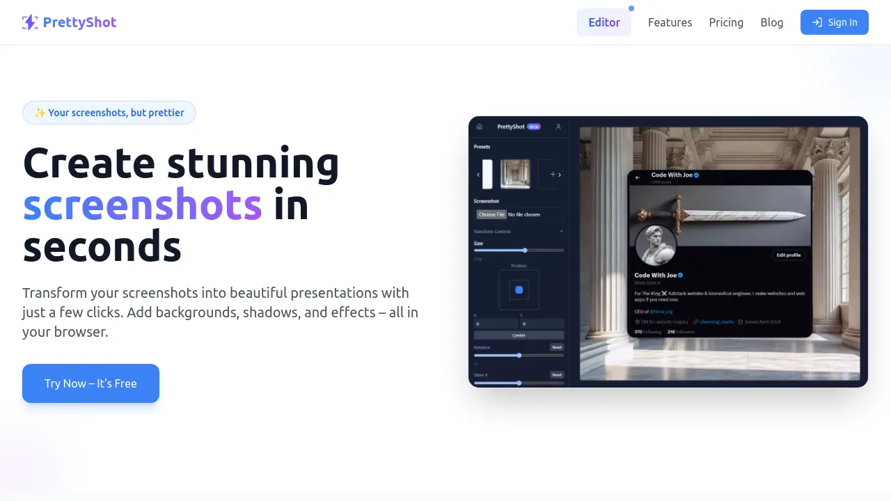 PrettyShot - Your screenshots, but prettier