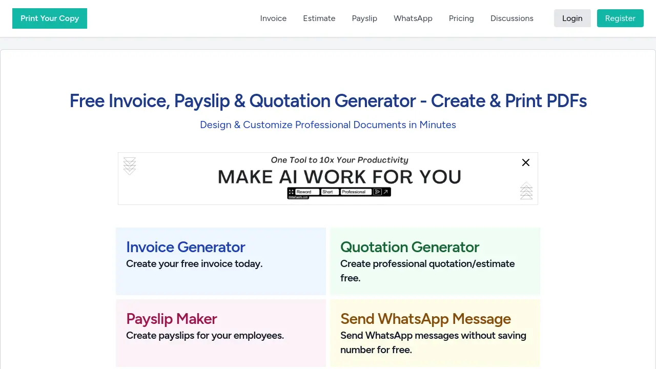 Print Your Copy - Generate, Customize, and Print Professional Invoices ...