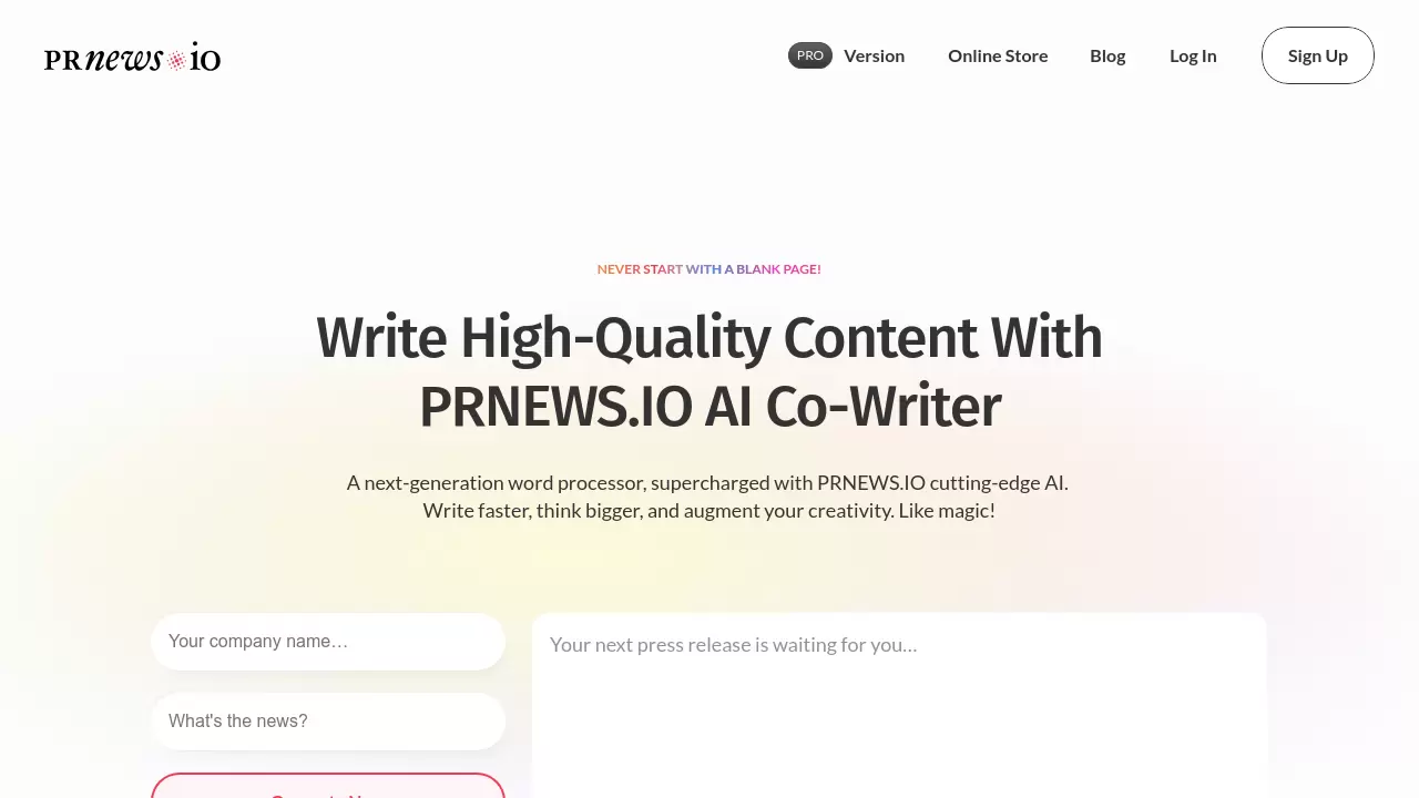 PRNEWS.IO AI Co-Writer