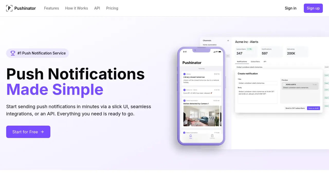 Pushinator - Effortless, Reliable Cross-Platform Push Notifications