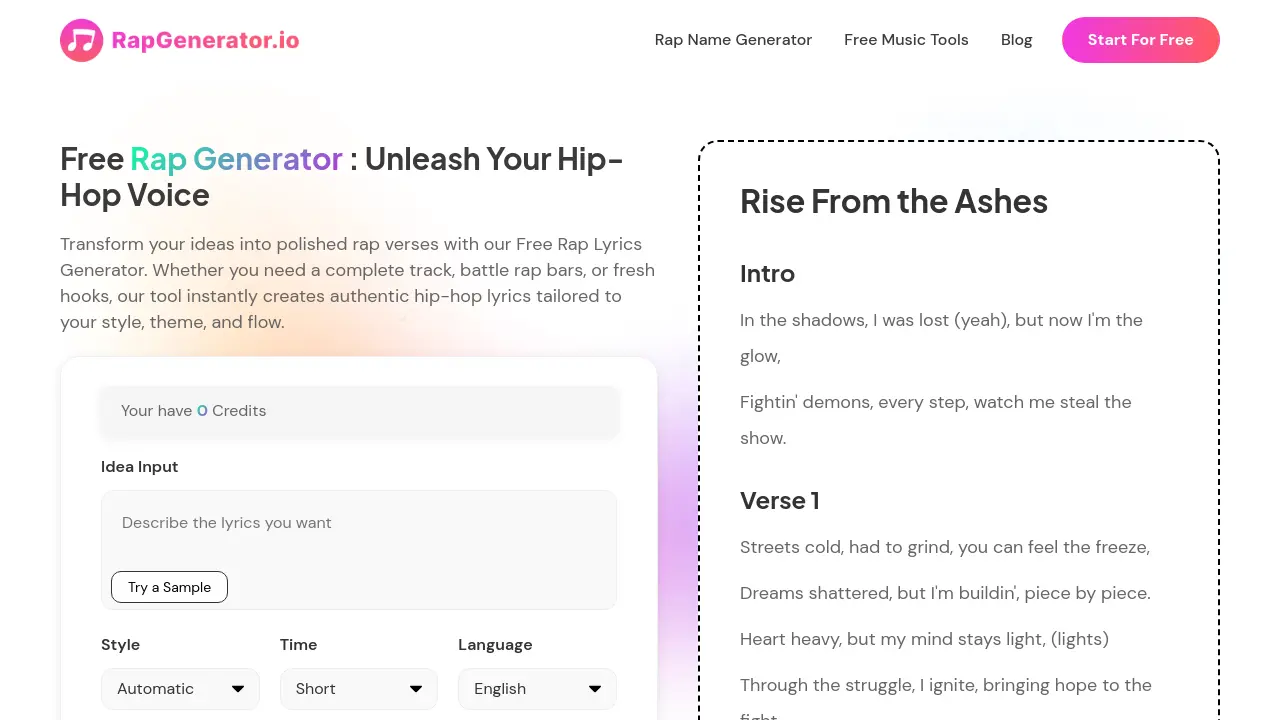 rapgenerator.io screenshot
