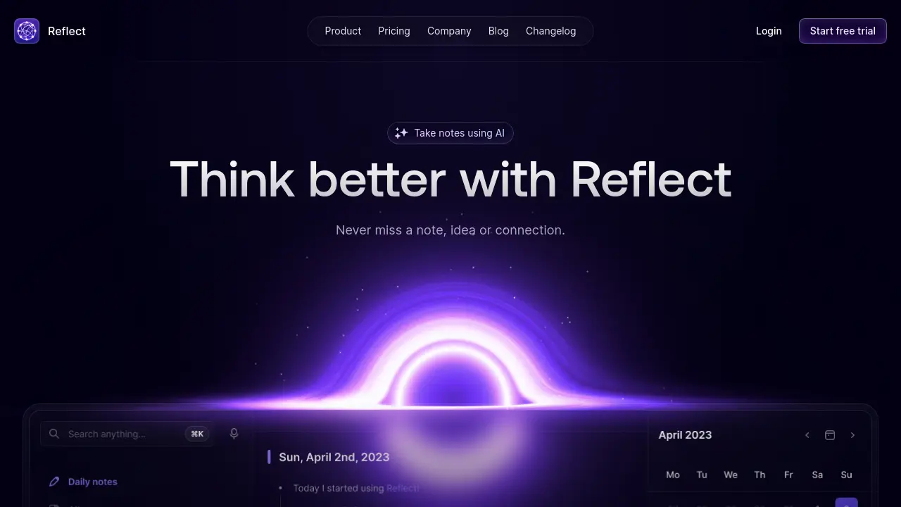 Reflect Ai Note Reflect - Take notes using AI and think better
