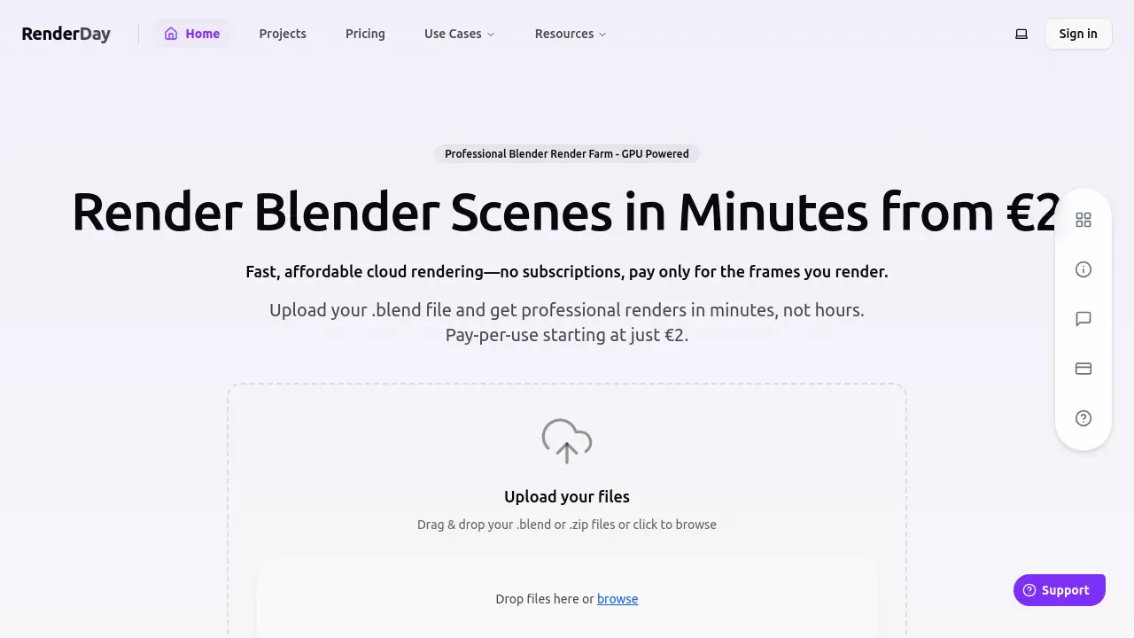 Professional Renderer RenderDay - Professional Blender Render Farm - GPU Powered