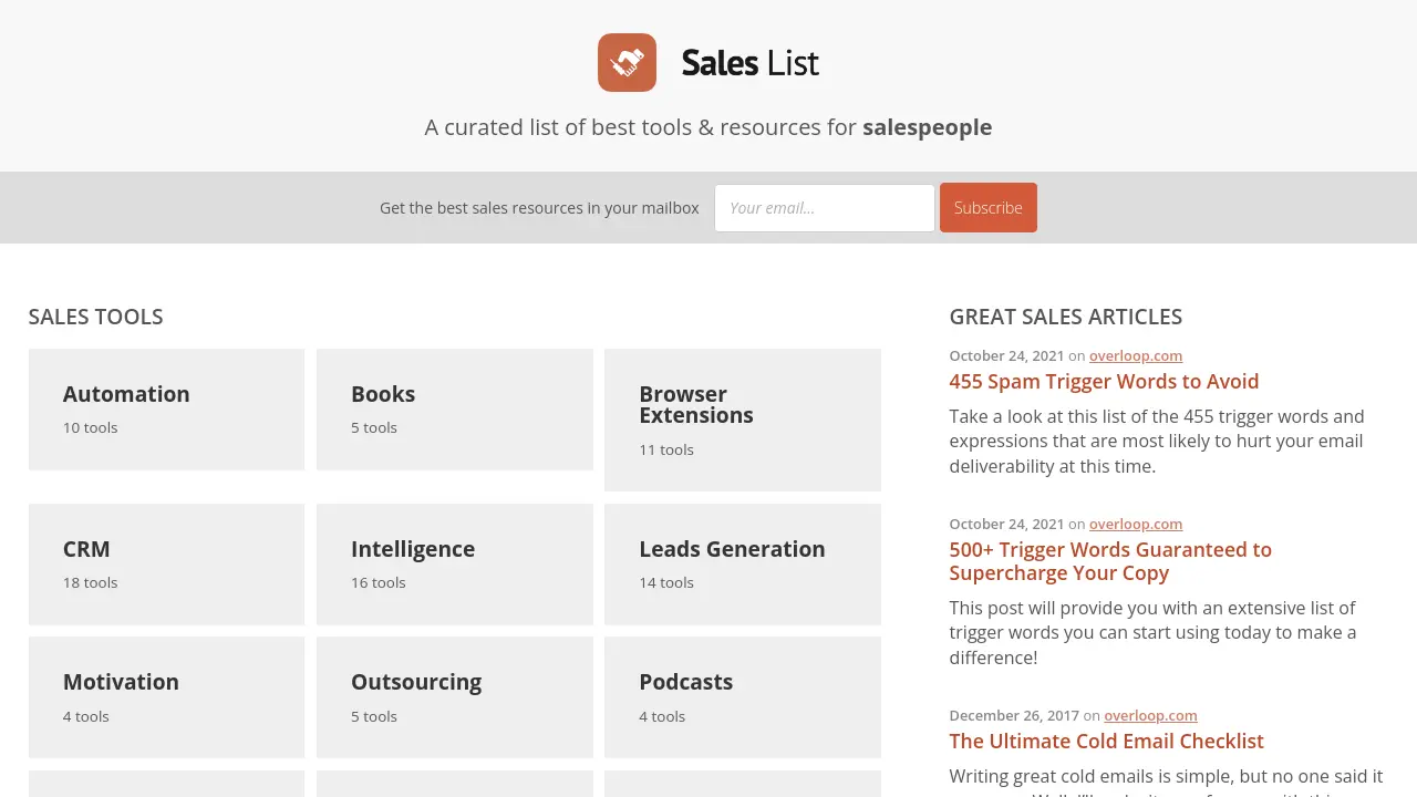 SalesList - A curated collection of top sales tools and resources for ...