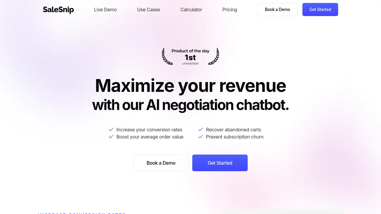 SaleSnip - Maximize your revenue with our AI negotiation chatbot.