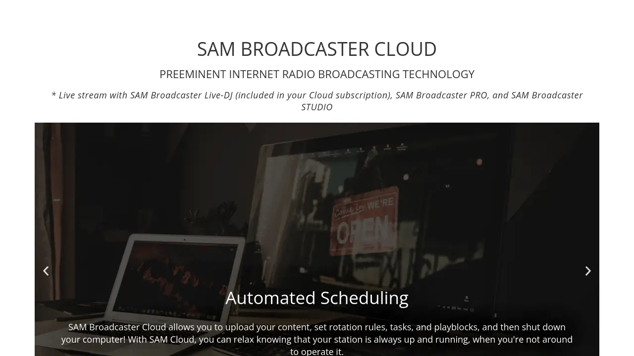 Sam Dad Raido SAM Broadcaster Cloud - Professional Internet Radio Broadcasting Simplified