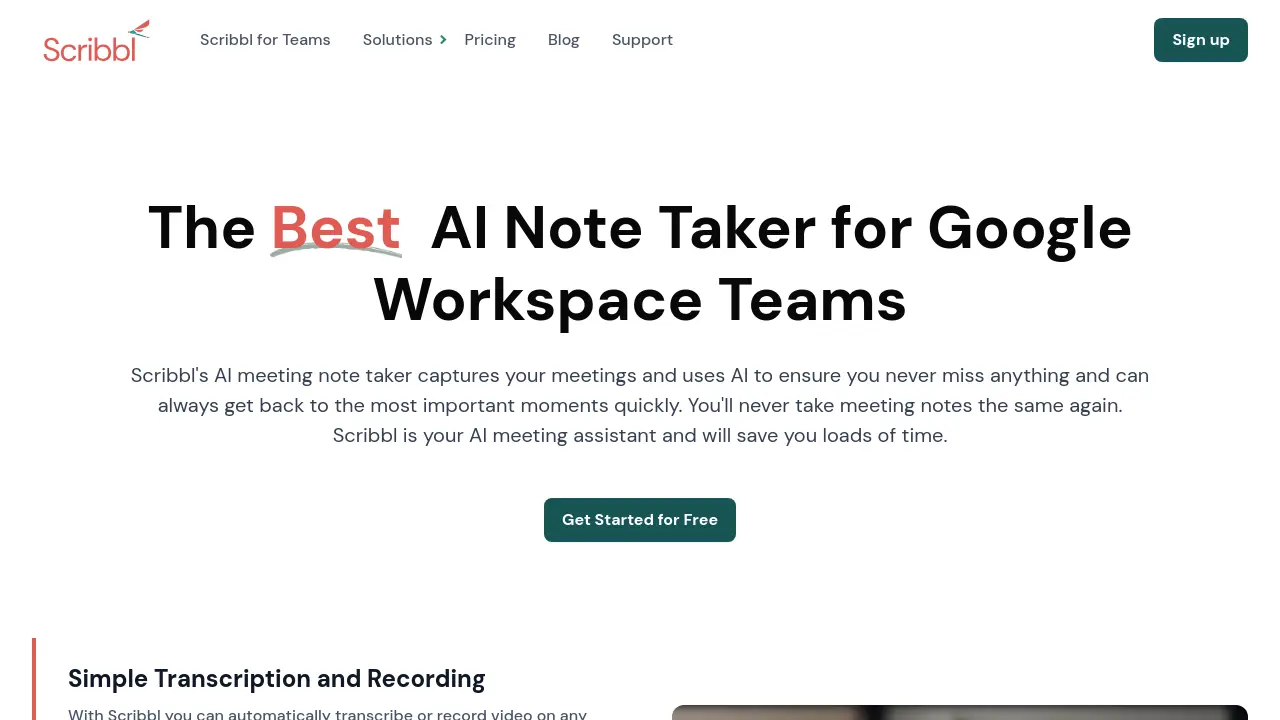 Scribbl - The Best AI Note Taker for Google Workspace Teams