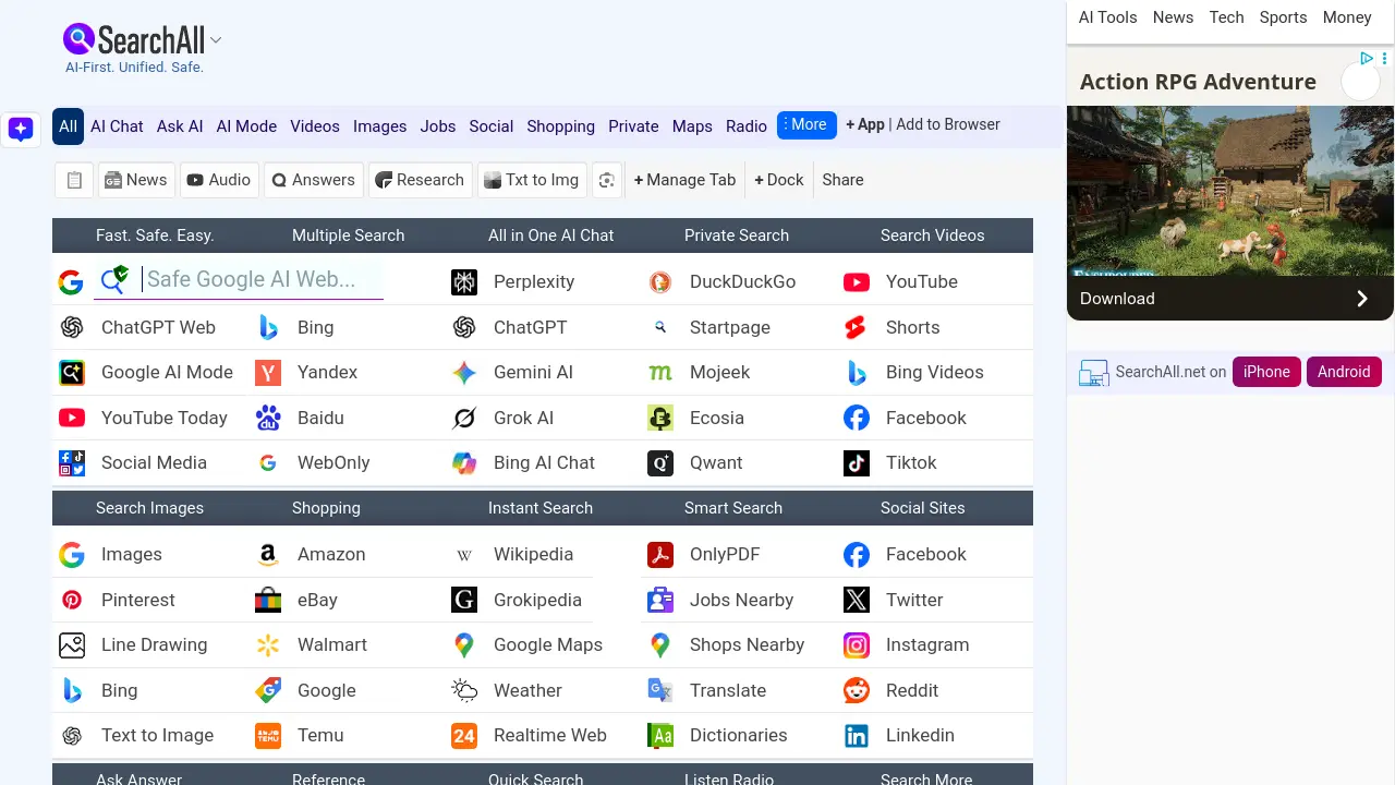 SearchAll - AI-First Multi-Search Platform for Fast, Safe Results