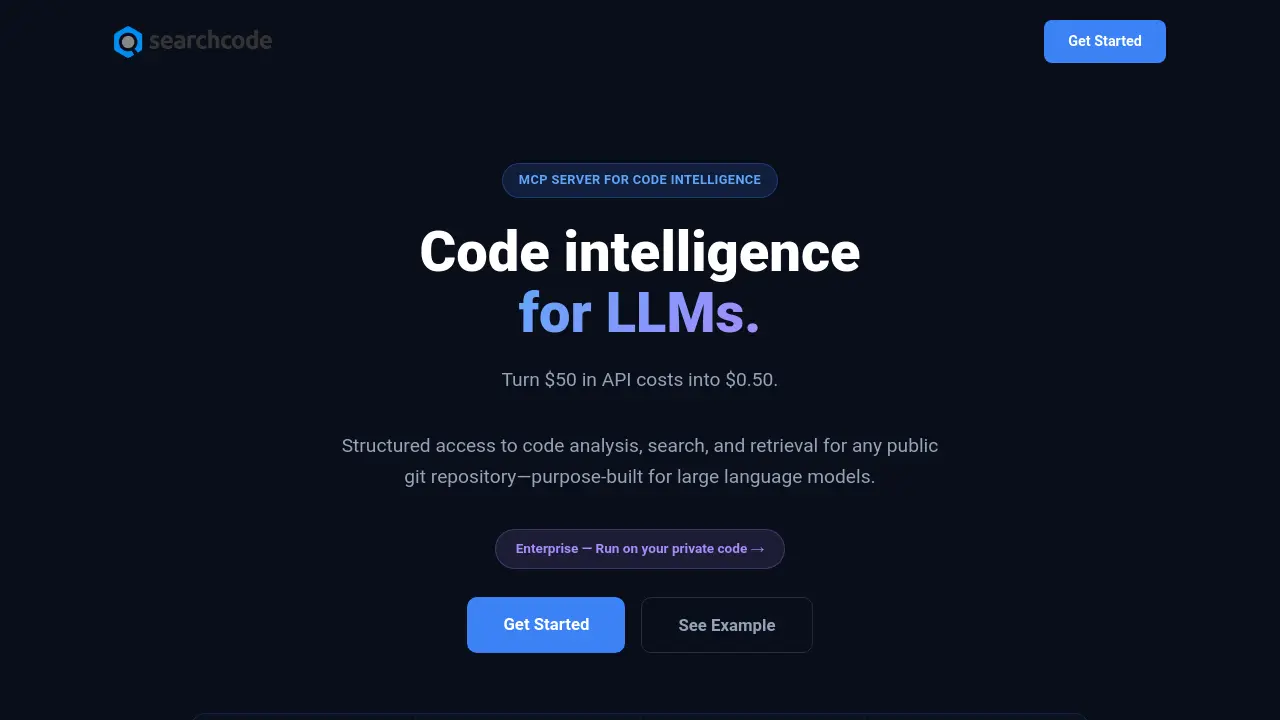 searchcode - Code intelligence for LLMs