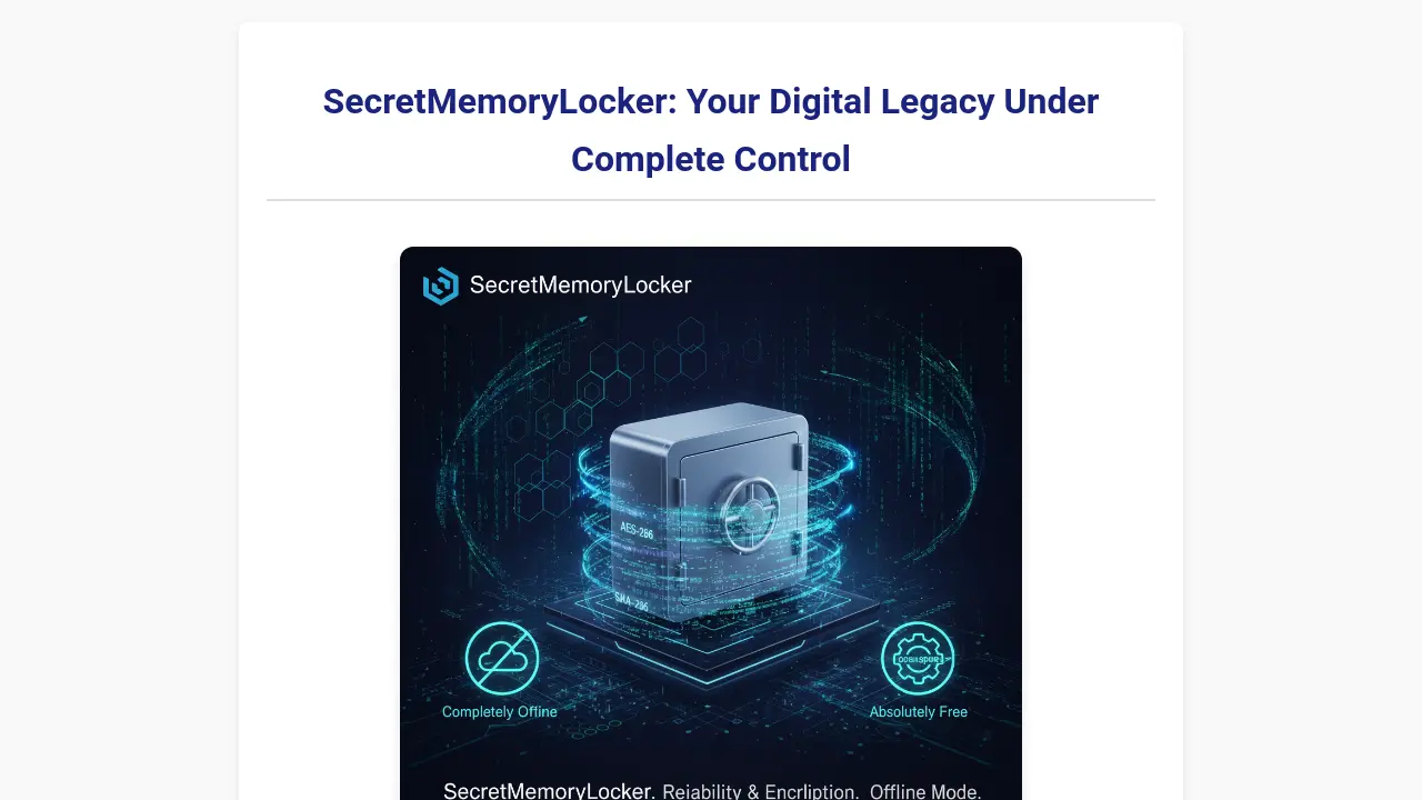 SecretMemoryLocker - Your Digital Legacy Under Complete Control