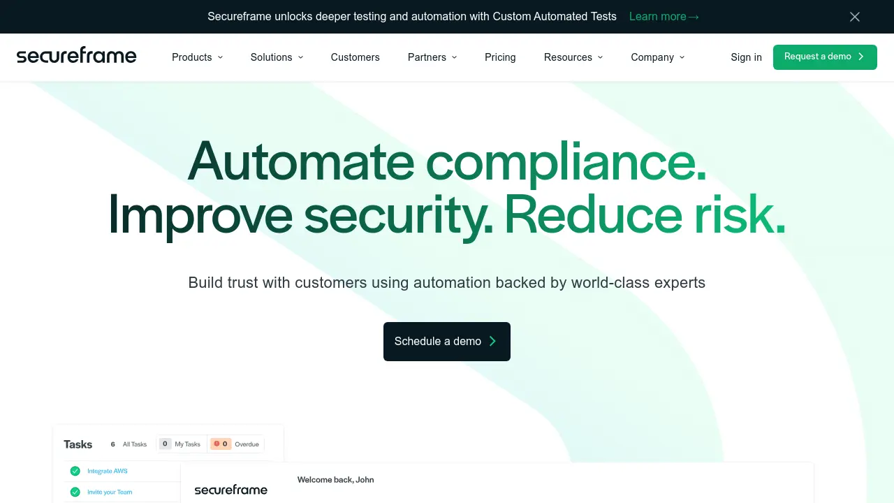 Secureframe - Automate compliance, improve security, and reduce risk