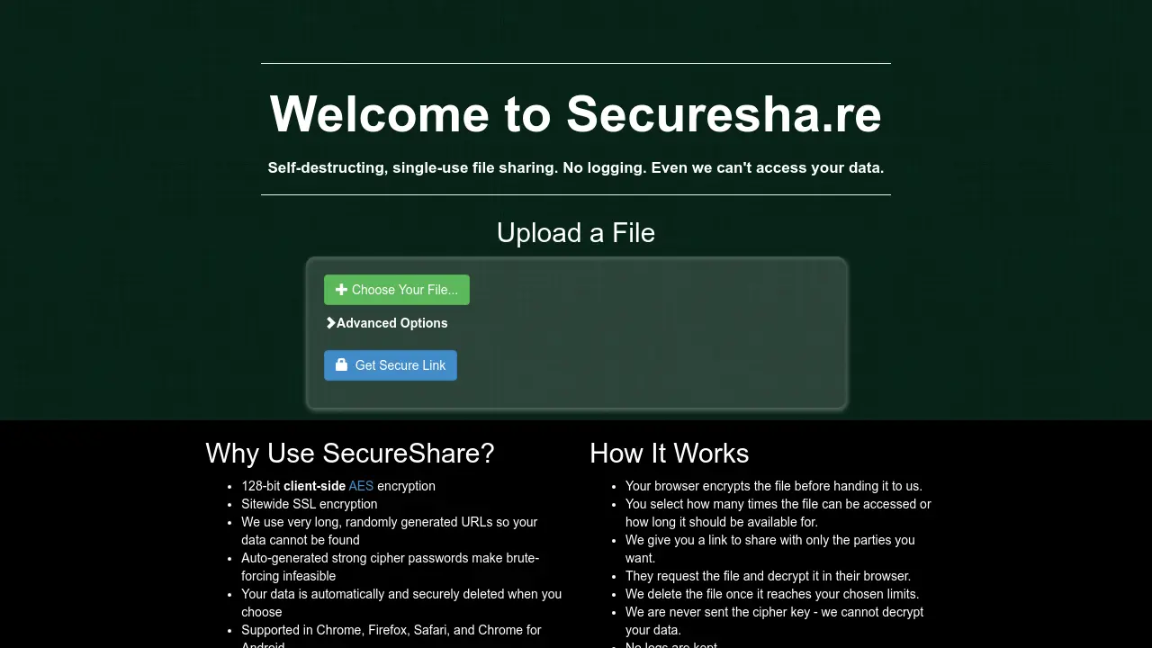 Securesha.re - Self-destructing, secure file sharing with client-side ...