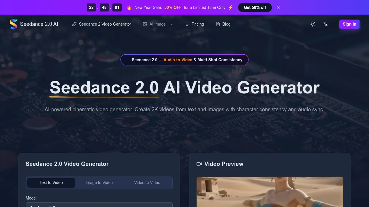 Seedance 2.0 AI - AI-powered cinematic video generator with character ...