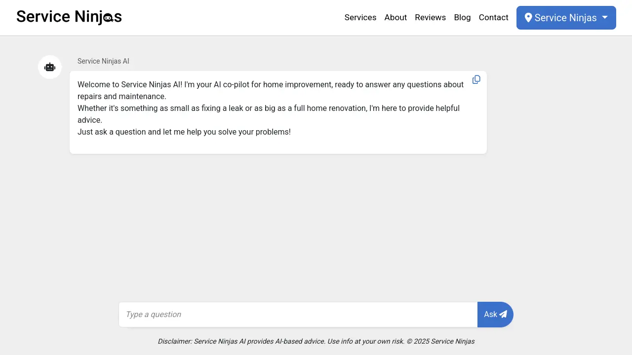 Service Ninjas AI - AI-Powered Advice for Home Improvement and Maintenance