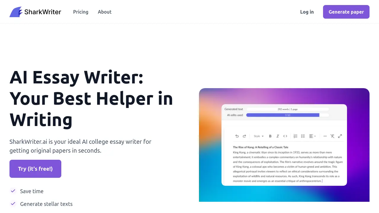 SharkWriter.ai screenshot