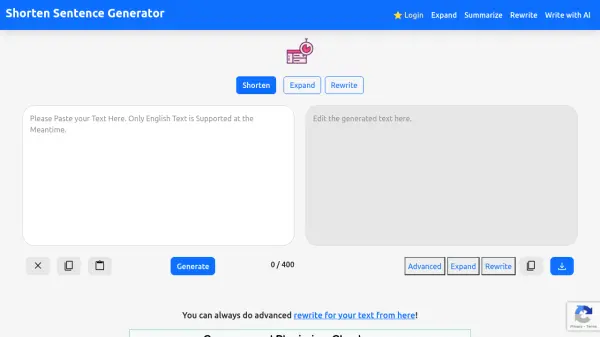 Shorten Sentence Generator