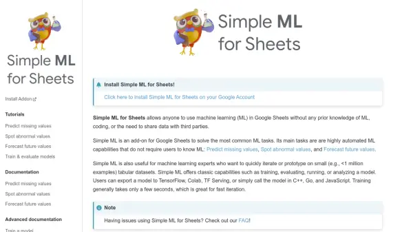Simple ML for Sheets