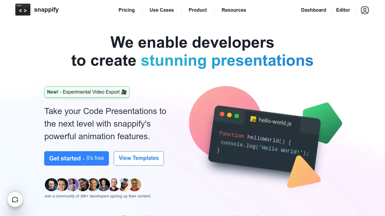 Snappify - Create stunning code presentations and smoothly animated videos