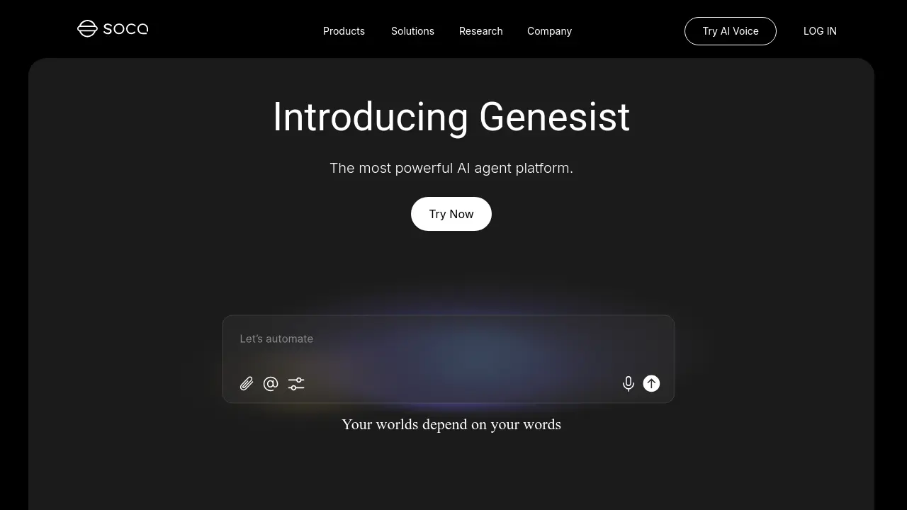 Soca AI Genesist - The most powerful AI agent platform