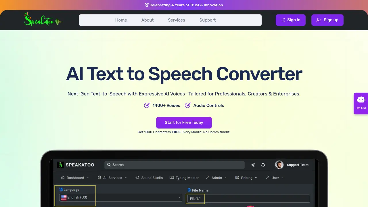 Speakatoo screenshot