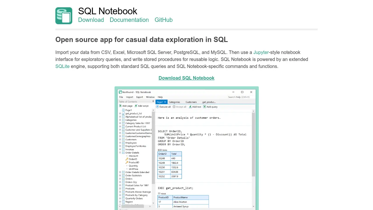 SQL Notebook - Open source app for casual data exploration in SQL