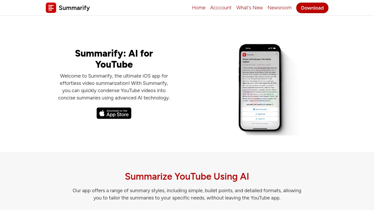 Summarify screenshot