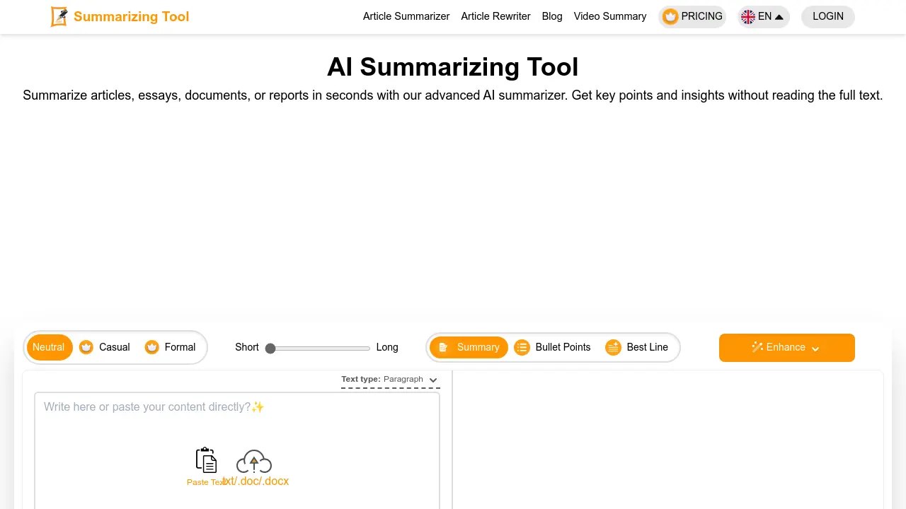 summarizingtool.io screenshot