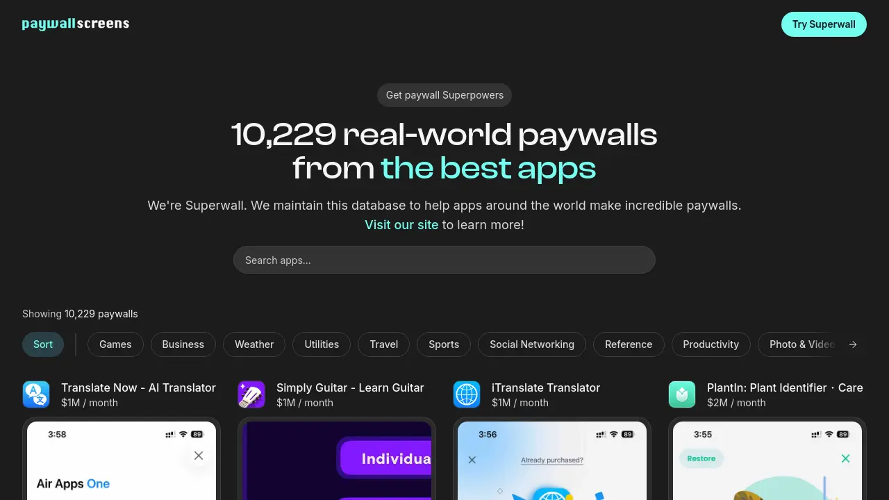 Superwall - Get paywall superpowers with real-world examples from top apps
